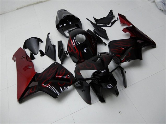2005-2006 Glossy Black Red Flame Honda CBR600RR Motorcycle Fairing Kits Australia
