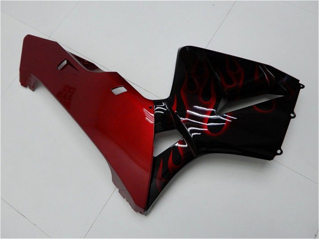 2005-2006 Glossy Black Red Flame Honda CBR600RR Motorcycle Fairing Kits Australia