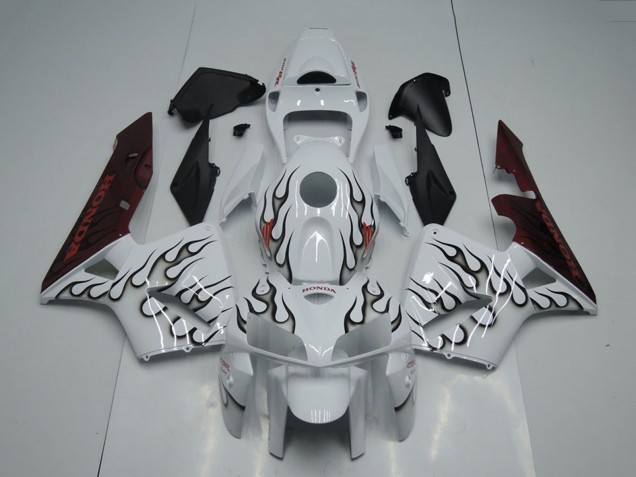 2005-2006 White Black Flame Honda CBR600RR Motorcycle Fairing Australia