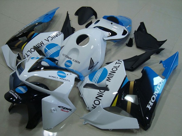 2005-2006 White Blue Glossy Black Konica Minolta Honda CBR600RR Motorcycle Fairings Australia