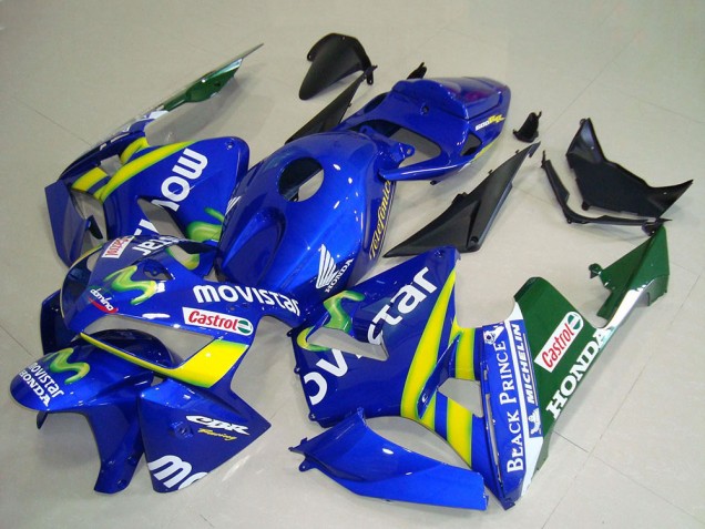 2005-2006 Blue Yellow Green White MoviStar Red Castrol Honda CBR600RR Motorcycle Fairings Australia