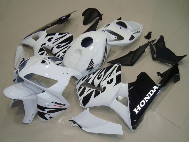2005-2006 White Black Flame Honda CBR600RR Motorcycle Fairings Australia