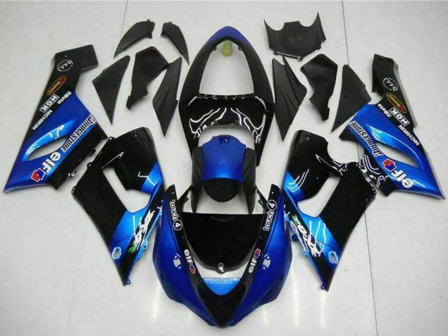 2005-2006 Blue Glossy Black Elf Kawasaki ZX6R Motorcycle Fairings Australia