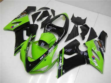 2005-2006 Green Glossy Black Elf Kawasaki ZX6R Motorcycle Fairings Australia