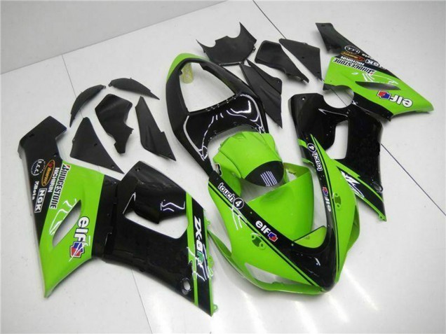 2005-2006 Green Glossy Black Elf Kawasaki ZX6R Motorcycle Fairings Australia