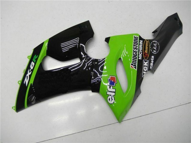 2005-2006 Green Glossy Black Elf Kawasaki ZX6R Motorcycle Fairings Australia
