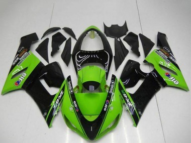 2005-2006 Green Glossy Black Elf Kawasaki ZX6R Motorcycle Fairings Australia