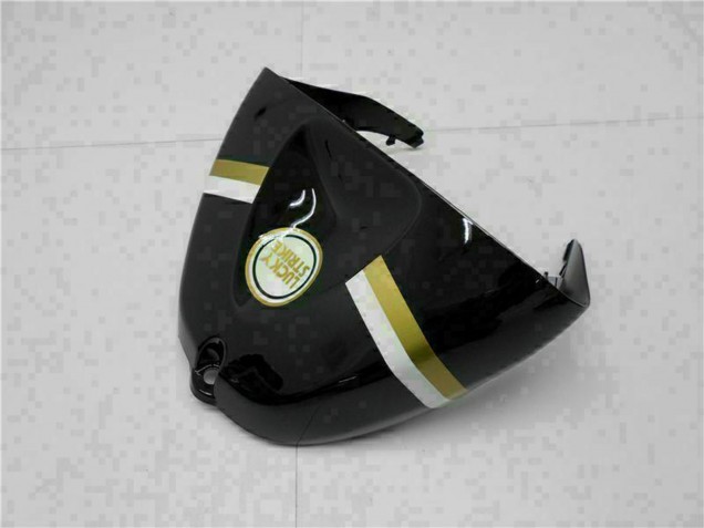 2005-2006 Glossy Black White Gold Lucky Strike Kawasaki ZX6R Motorcycle Fairings Australia