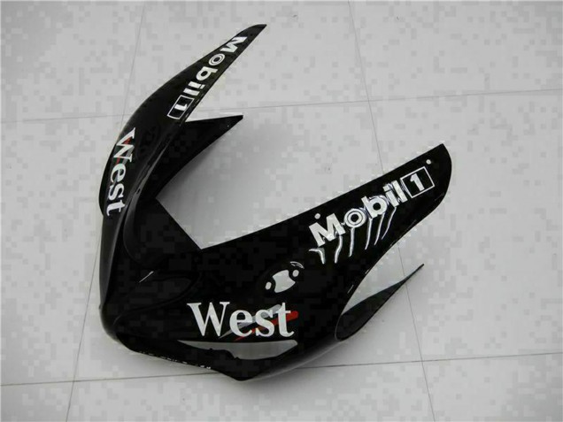 2005-2006 Glossy Black White West Kawasaki ZX6R Motorcycle Fairings Australia
