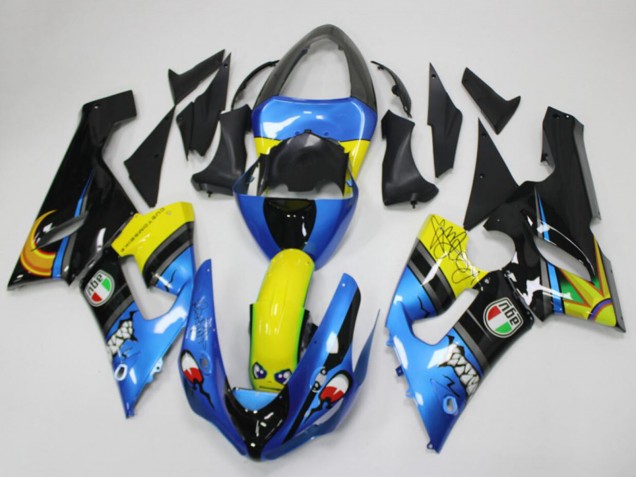 2005-2006 Blue Yellow Black Shark Kawasaki ZX6R Motorcycle Fairings Australia