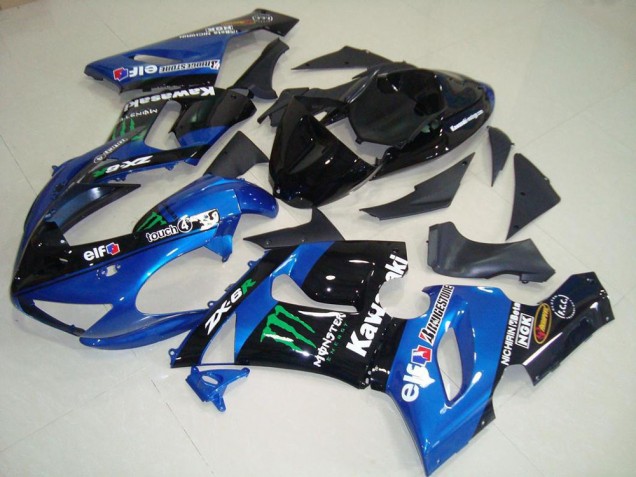 2005-2006 Blue Glossy Black Green Monster Kawasaki ZX6R Motorcycle Fairings Australia