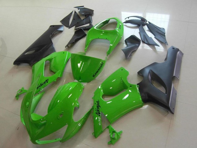 2005-2006 Green Matte Black Kawasaki ZX6R Motorcycle Fairings Australia