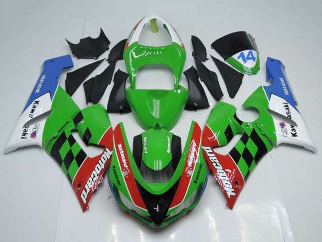 2005-2006 White Green Red Blue Black Motocard Kawasaki ZX6R Motorcycle Fairings Australia