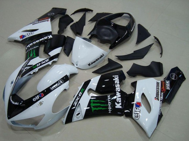 2005-2006 White Glossy Black Green Monster Kawasaki ZX6R Motorcycle Fairings Australia