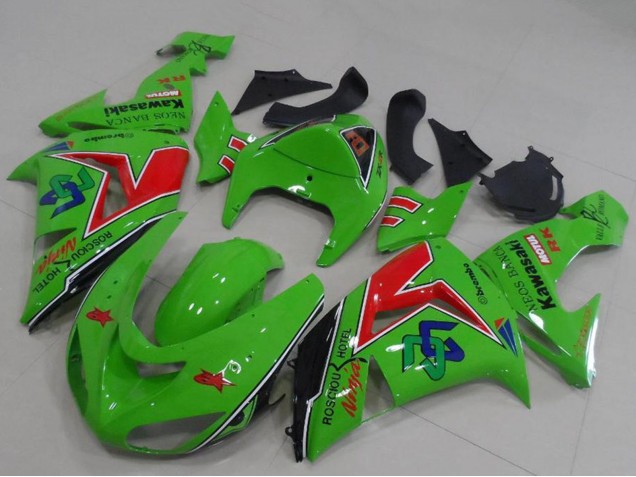 2005-2006 Green Red Black ENEOS Banca Kawasaki ZX6R Motorcycle Fairings Australia