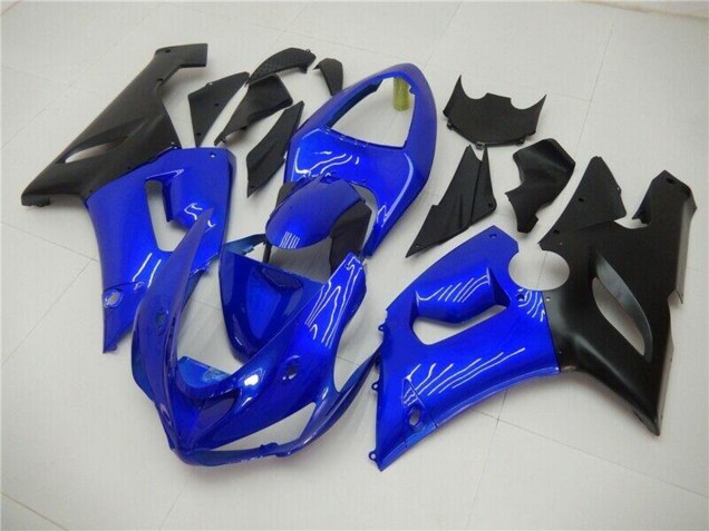 2005-2006 Blue Matte Black Kawasaki ZX6R Motorcycle Fairings Australia