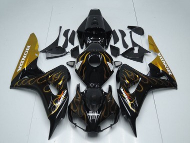 2006-2007 Glossy Black Gold Flame Honda CBR1000RR Motorcycle Fairing Australia