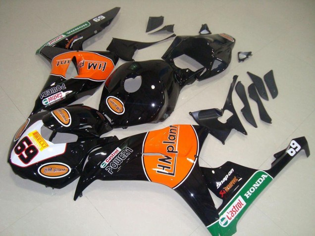 2006-2007 Glossy Black Orange Green Hm Plant Racing 69 Honda CBR1000RR Motorcycle Fairings Australia