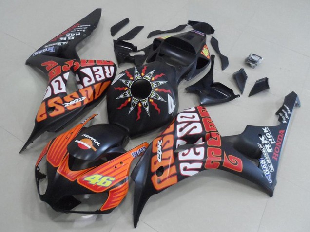 2006-2007 Matte Black Orange Rossi 46 Honda CBR1000RR Motorcycle Fairings Australia