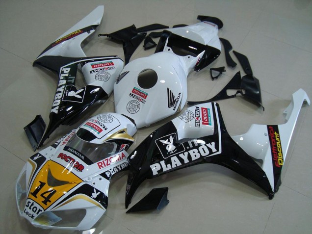 2006-2007 White Yellow Glossy Black Denso Playboy 14 Honda CBR1000RR Motorcycle Fairings Australia