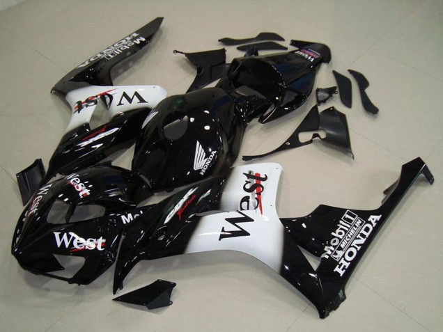 2006-2007 Glossy Black White West Honda CBR1000RR Motorcycle Fairings Australia