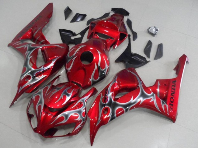 2006-2007 Red Black Silver Flame Honda CBR1000RR Motorcycle Fairings Australia