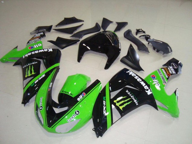 2006-2007 Green Silver Glossy Black Monster Kawasaki ZX10R Motorcycle Fairings Australia