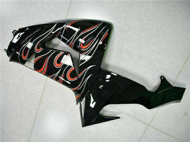 2006-2007 Glossy Black Red Flame Kawasaki ZX10R Motorcycle Fairing Kits Australia