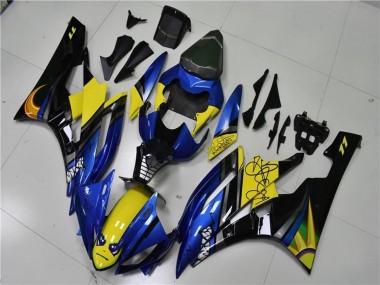 2006-2007 Blue Yellow Glossy Black Shark Yamaha YZF R6 Motorcycle Fairings Australia