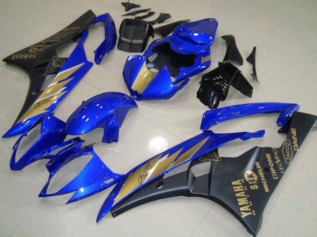 2006-2007 Blue Gold Matte Black Yamaha YZF R6 Motorcycle Fairings Australia