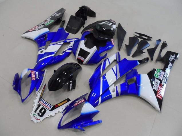 2006-2007 White Blue Glossy Black Fimer Yamalube Yamaha YZF R6 Motorcycle Fairings Australia
