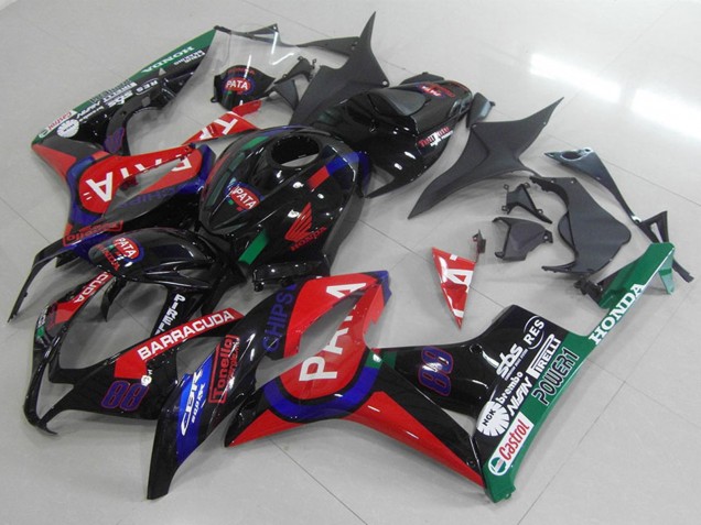 2007-2008 Glossy Black Red Blue Pata Honda CBR600RR Motorcycle Fairings Australia
