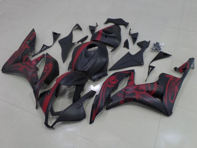 2007-2008 Matte Black Red Skull with Stripe Honda CBR600RR Motorcycle Fairings Australia