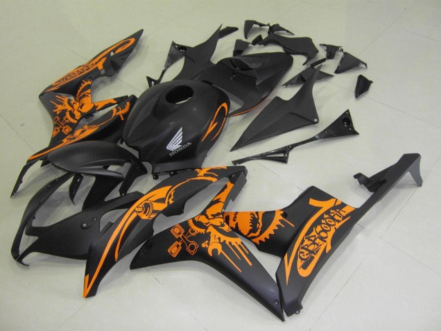 2007-2008 Matte Black Orange Skull Honda CBR600RR Motorcycle Fairings Australia