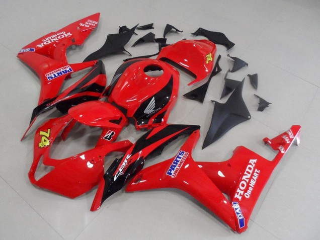 2007-2008 Red Glossy Black Racing Unlimited Parts 74 Honda CBR600RR Motorcycle Fairings Australia