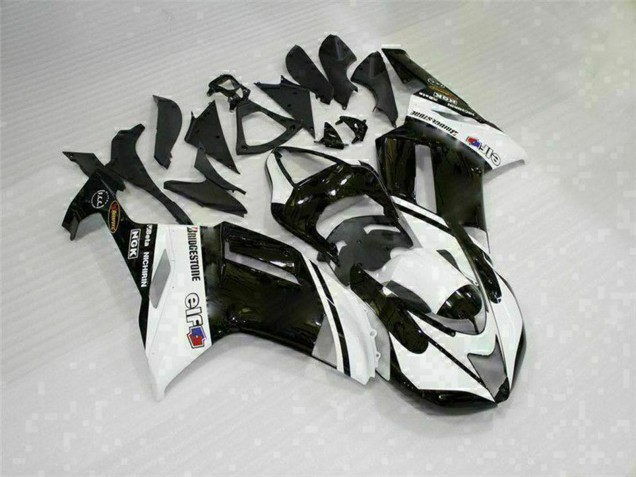 2007-2008 Black White Kawasaki ZX6R Motorcycle Fairings Australia