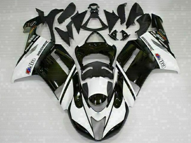 2007-2008 Black White Kawasaki ZX6R Motorcycle Fairings Australia