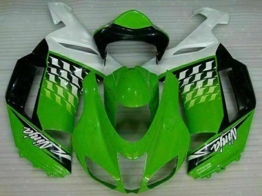 2007-2008 Green White Ninja Kawasaki ZX6R Motorcycle Fairings Australia