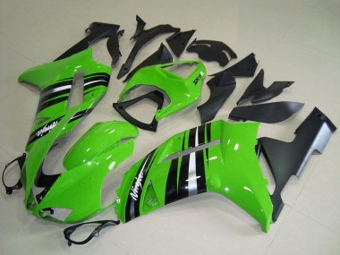 2007-2008 Green and Silver Stripe Kawasaki ZX6R Motorcycle Fairings Australia