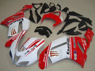 2007-2008 Red and White Kawasaki ZX6R Motorcycle Fairings Australia