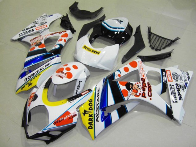 2007-2008 White Red Yellow Blue Black Pepe Phone Suzuki GSXR 1000 Motorcycle Fairings Australia