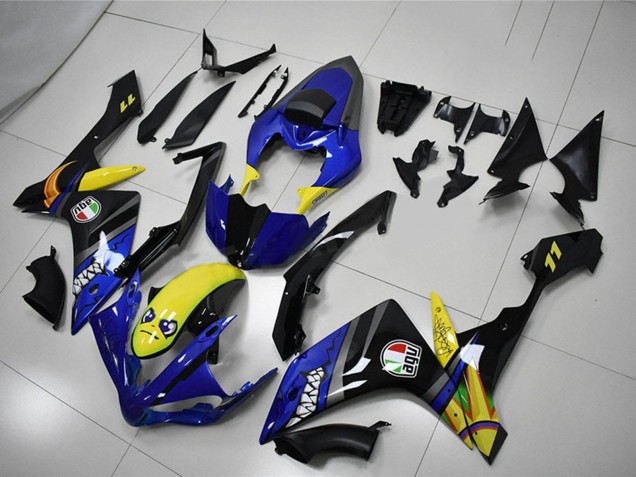 2007-2008 Blue Yellow Black Shark Yamaha YZF R1 Motorcycle Fairings Australia
