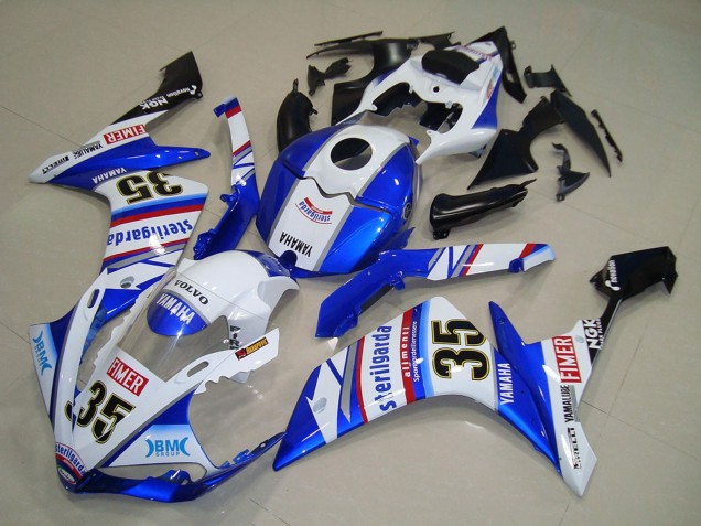 2007-2008 White Blue Red Black Volvo Sterilgarda Yamalube Fimer 35 Yamaha YZF R1 Motorcycle Fairings Australia