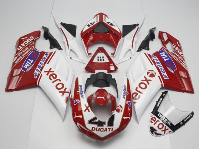 2007-2014 White Red Glossy Black Valsir Xerox OEM Style 41 Ducati 848 1098 1198 Motorcycle Fairings Australia
