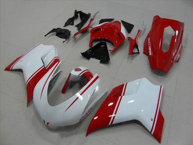 2007-2014 White Red Racing Version Ducati 848 Motorcycle Fairings Australia