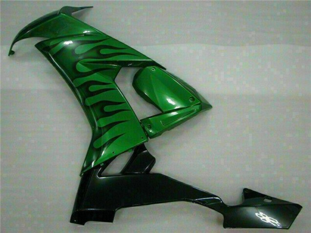 2008-2010 Glossy Black Green Flame Kawasaki ZX10R Motorcycle Fairings Australia