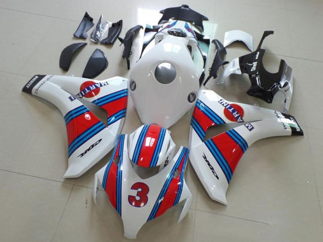 2008-2011 White Red Light Blue Martini 3 Honda CBR1000RR Motorcycle Fairings Australia