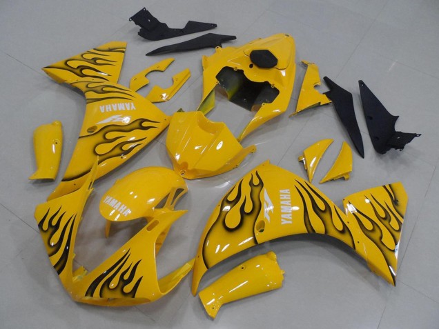 2009-2011 Yellow Black Flame Yamaha YZF R1 Motorcycle Fairings Australia
