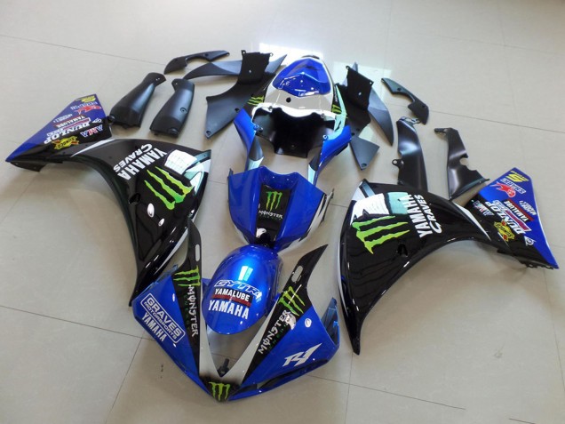 2009-2011 White Blue Black Green Monster Yamalube Graves Yamaha YZF R1 Motorcycle Fairings Australia