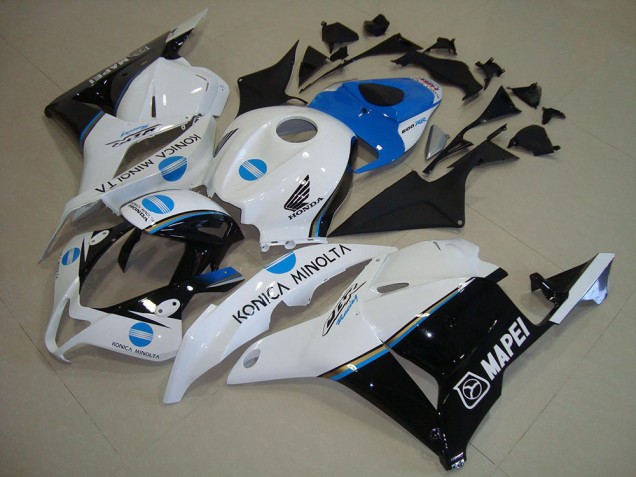 2009-2012 White Blue Glossy Black Konica Minolta Honda CBR600RR Motorcycle Fairings Australia